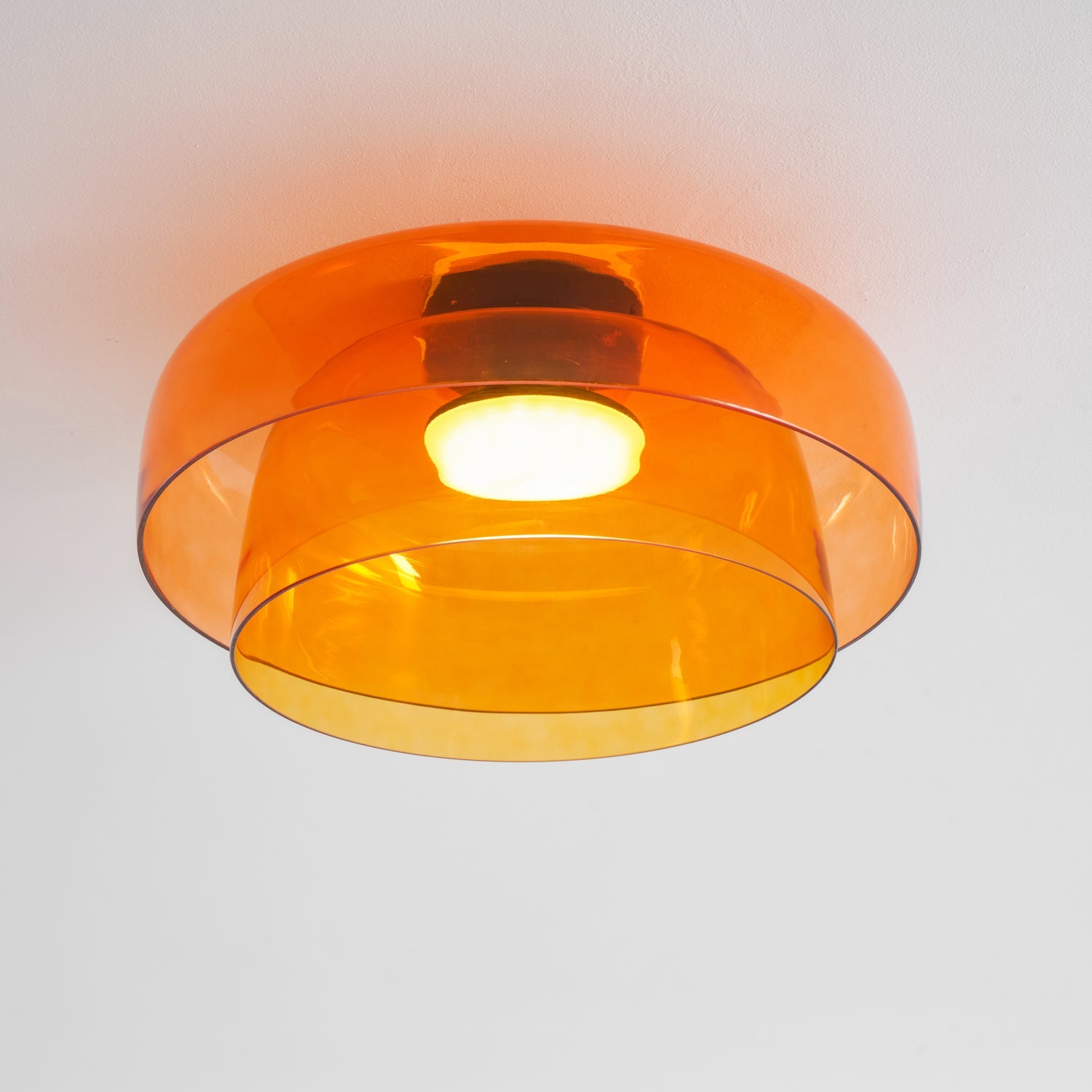 Ceiling Light Glass Metal 16.5 in Layered LED Indoor Living Room Bedroom Flush Mount Fixture | Thomler