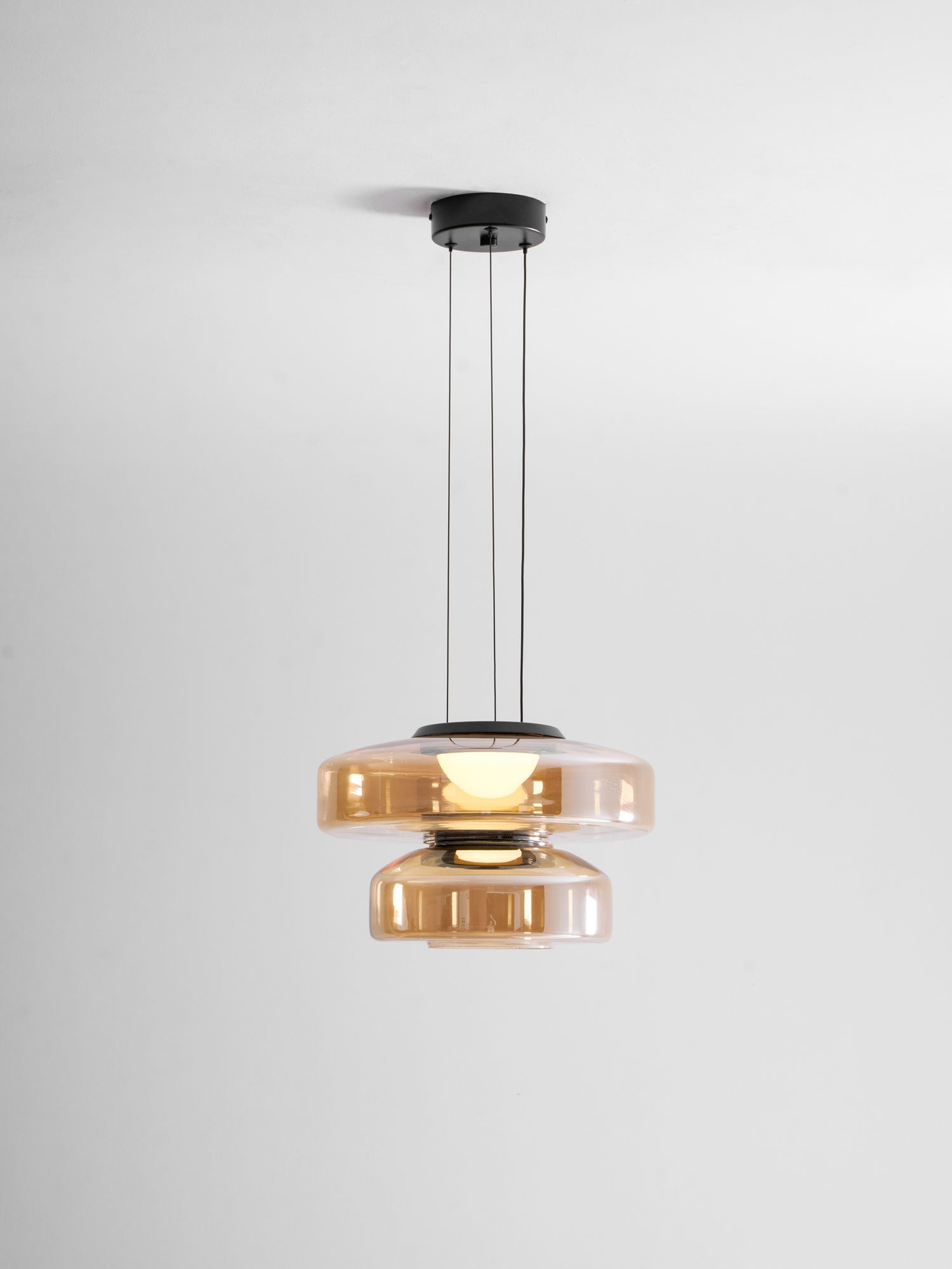 Glass Pendant Light 17.7 In Layered LED Dining Room Kitchen Island Ceiling Fixture Modern Multi Tier Hanging Lamp | Thomler