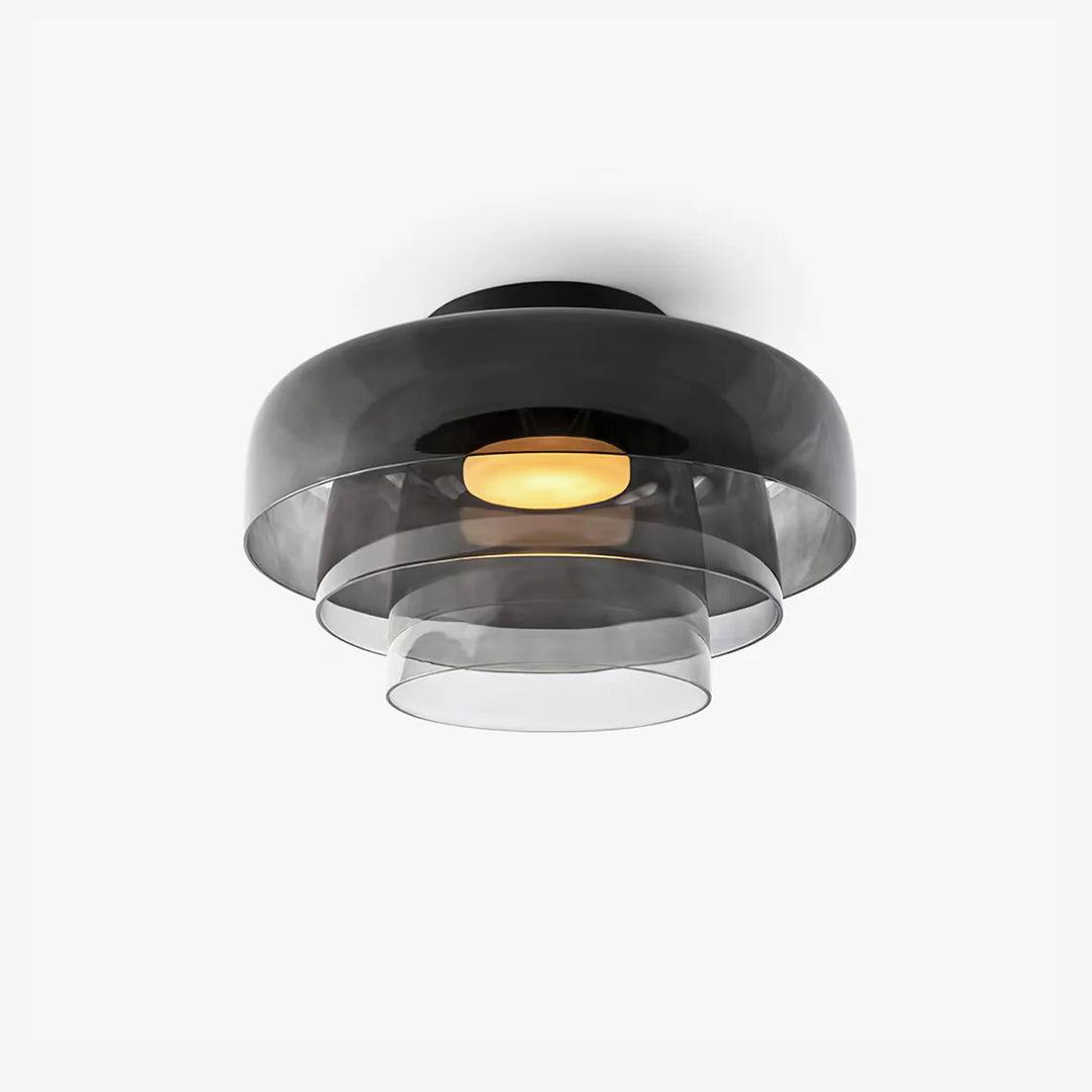 Ceiling Light Glass Metal 16.5 in Layered LED Indoor Living Room Bedroom Flush Mount Fixture | Thomler
