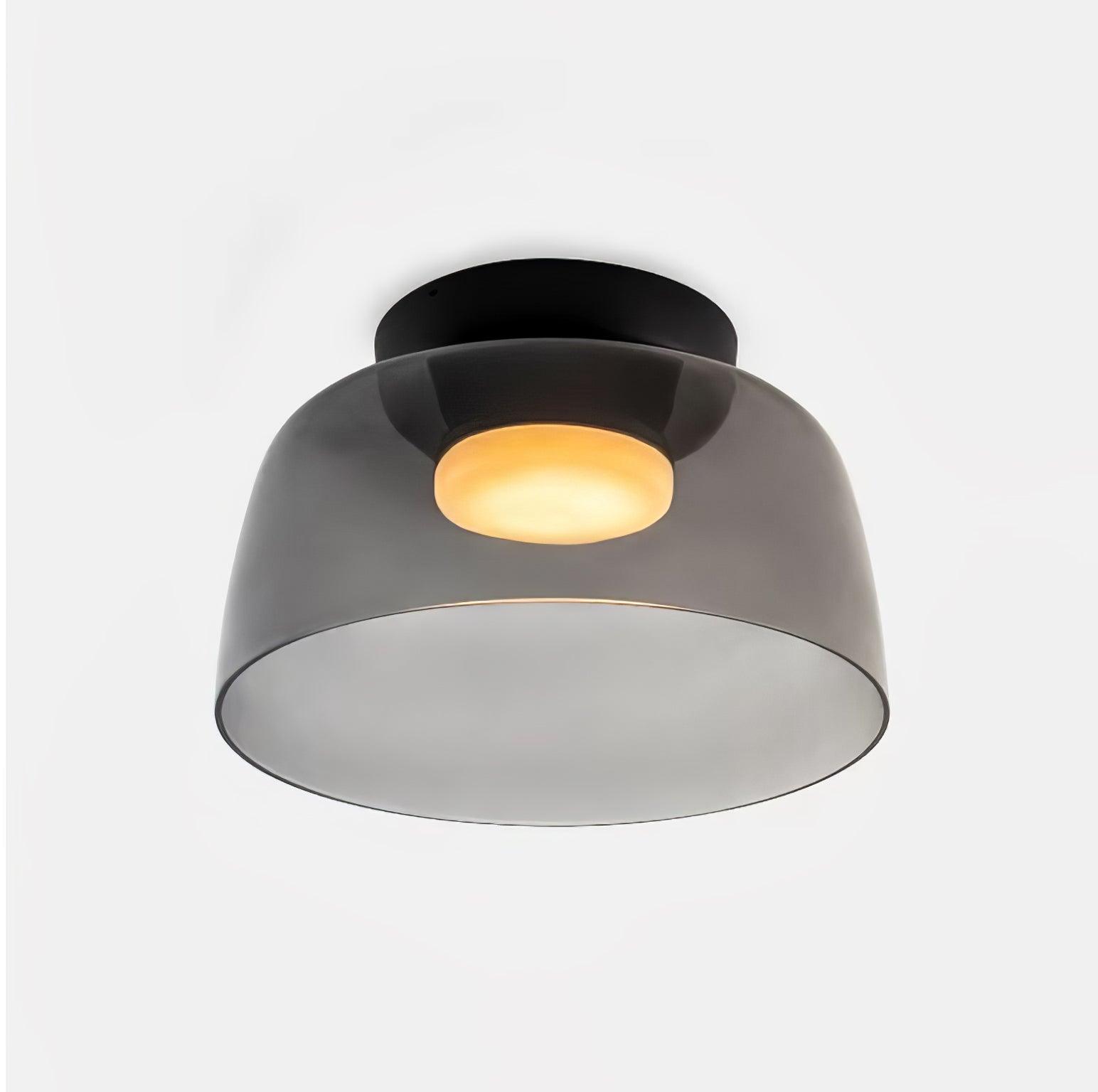 Ceiling Light Glass Metal 16.5 in Layered LED Indoor Living Room Bedroom Flush Mount Fixture | Thomler