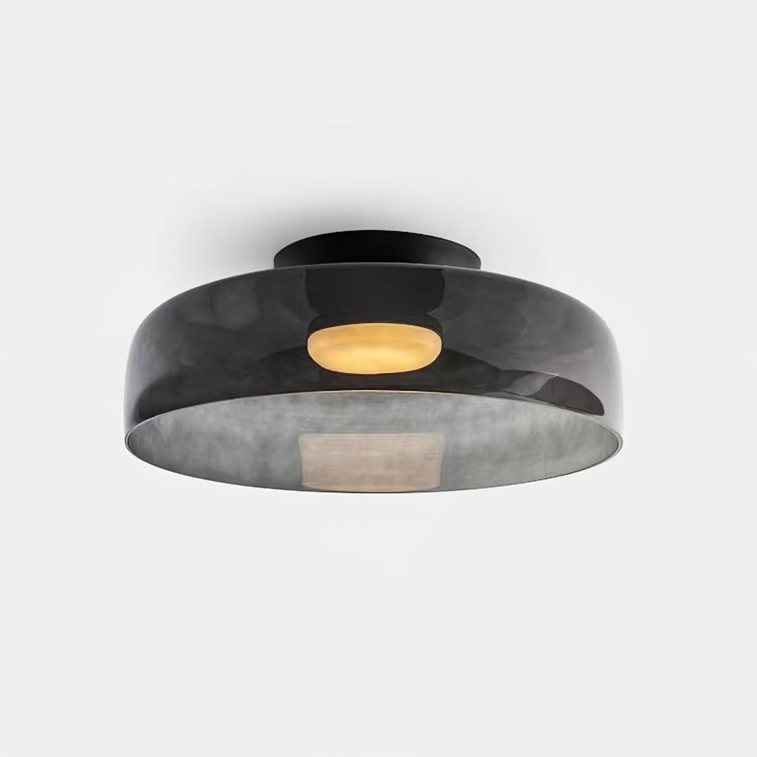 Ceiling Light Glass Metal 16.5 in Layered LED Indoor Living Room Bedroom Flush Mount Fixture | Thomler