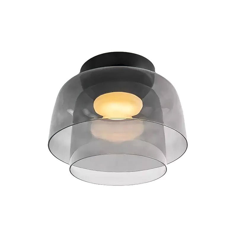 Ceiling Light Glass Metal 16.5 in Layered LED Indoor Living Room Bedroom Flush Mount Fixture | Thomler