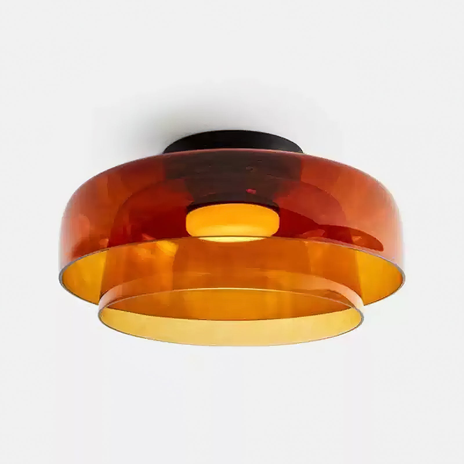 Ceiling Light Glass Metal 16.5 in Layered LED Indoor Living Room Bedroom Flush Mount Fixture | Thomler