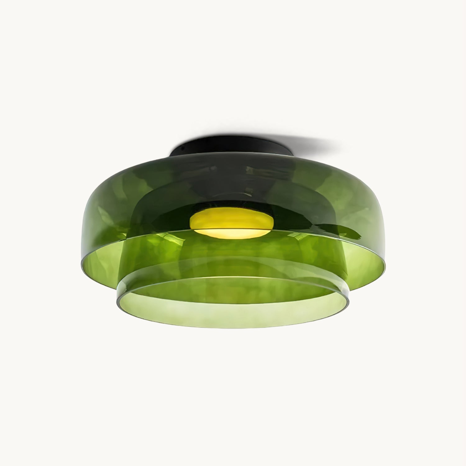 Ceiling Lamp Layered Glass LED 32.0–42.0 cm Green Bedroom Living Room Flush Mount Light | Thomler