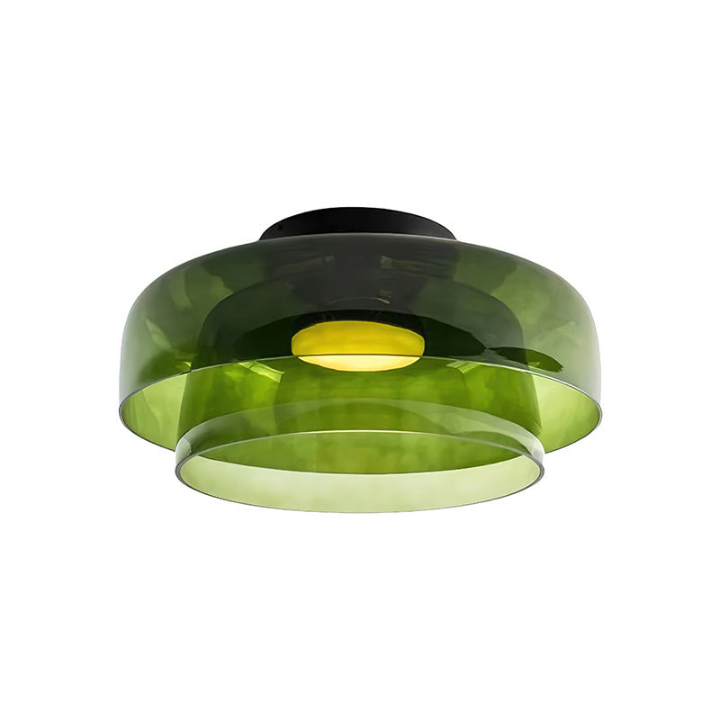 Ceiling Lamp Layered Glass LED 32.0–42.0 cm Green Bedroom Living Room Flush Mount Light | Thomler
