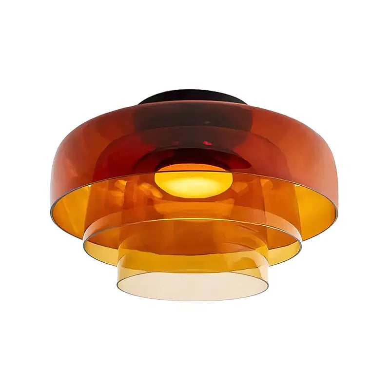 Ceiling Lamp Layered Glass LED 32.0–42.0 cm Green Bedroom Living Room Flush Mount Light | Thomler