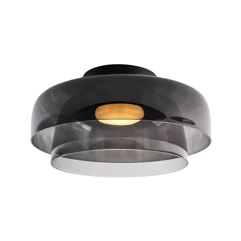 Ceiling Lamp Layered Glass LED 32.0–42.0 cm Green Bedroom Living Room Flush Mount Light | Thomler