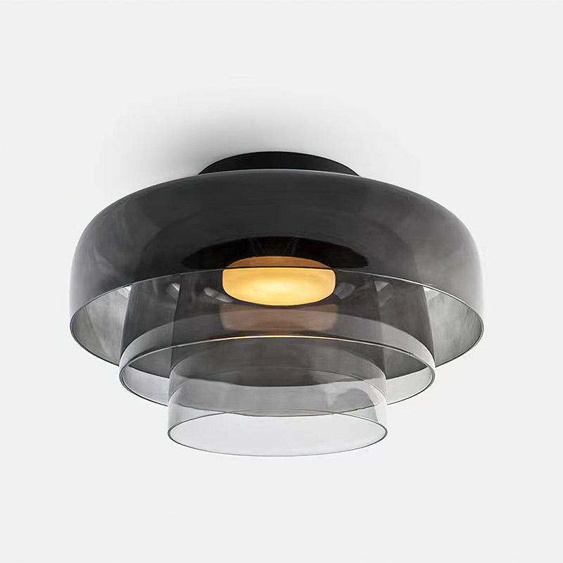 Ceiling Lamp Layered Glass LED 32.0–42.0 cm Green Bedroom Living Room Flush Mount Light | Thomler