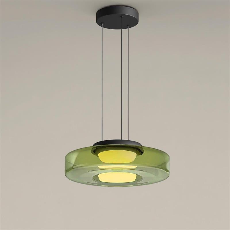 Glass Pendant Light 17.7 In Layered LED Dining Room Kitchen Island Ceiling Fixture Modern Multi Tier Hanging Lamp | Thomler