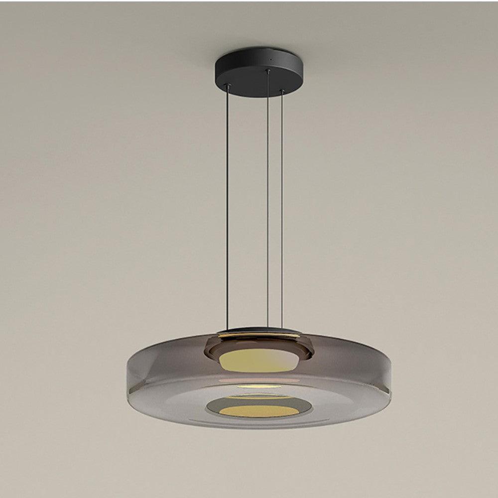 Glass Pendant Light 17.7 In Layered LED Dining Room Kitchen Island Ceiling Fixture Modern Multi Tier Hanging Lamp | Thomler