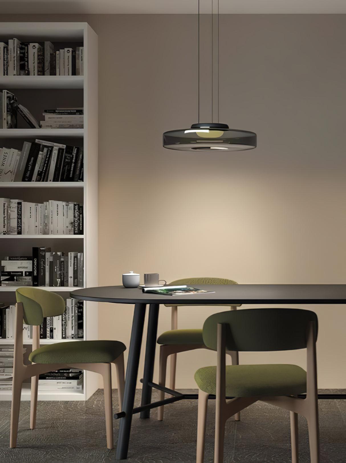 Glass Pendant Light 17.7 In Layered LED Dining Room Kitchen Island Ceiling Fixture Modern Multi Tier Hanging Lamp | Thomler