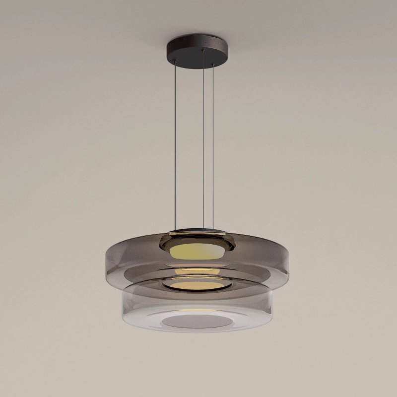 Glass Pendant Light 17.7 In Layered LED Dining Room Kitchen Island Ceiling Fixture Modern Multi Tier Hanging Lamp | Thomler