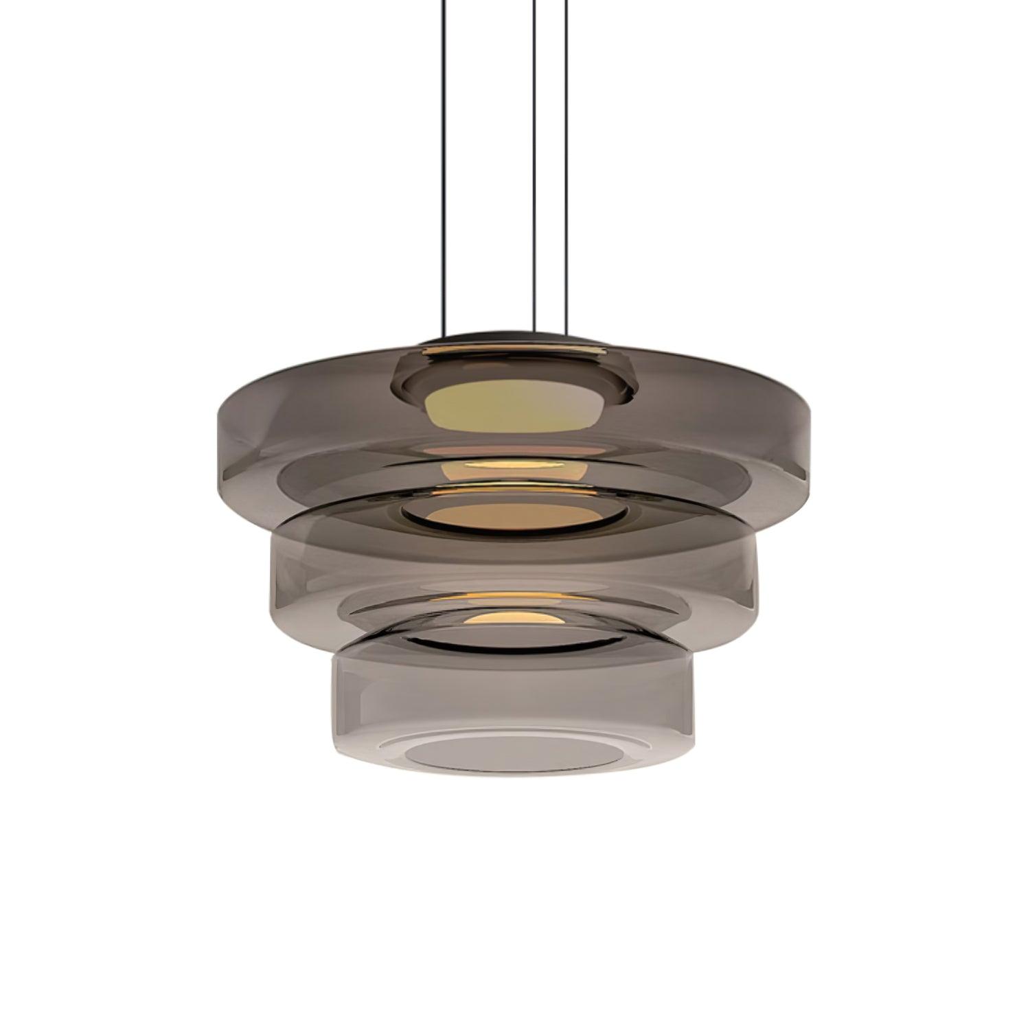 Glass Pendant Light 17.7 In Layered LED Dining Room Kitchen Island Ceiling Fixture Modern Multi Tier Hanging Lamp | Thomler