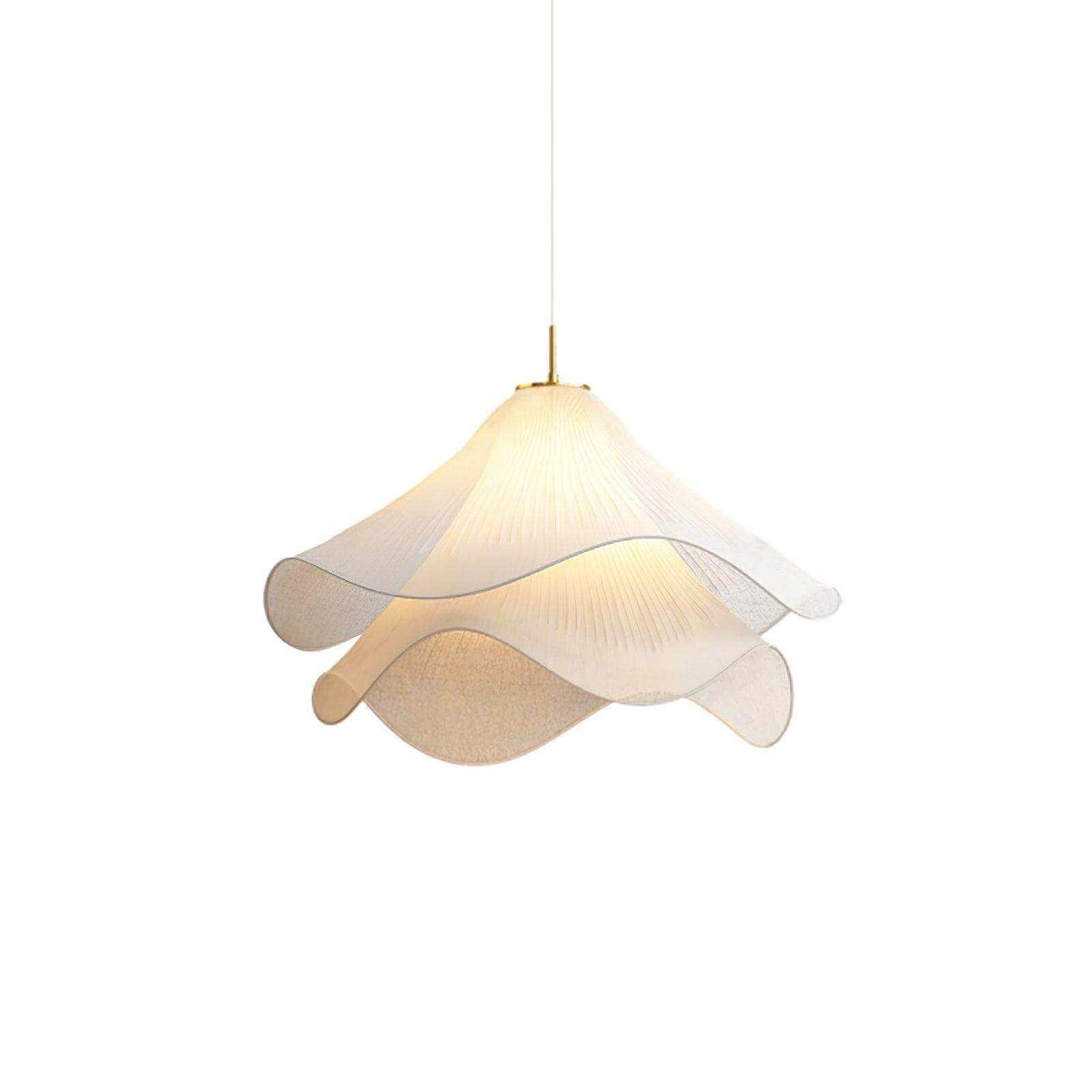 Fabric Pendant Light 23.6 in Diameter White Blooming Design Ceiling Dining Living Room Bedroom Hanging Lamp Adjustable Height | Thomler