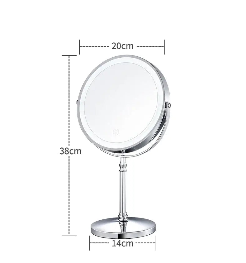 USB Rechargeable Vanity Mirror with 10X Magnification & Adjustable LED Ring Light – 8 Inch Illuminated Tabletop Cosmetic Mirror for Makeup | Thomler
