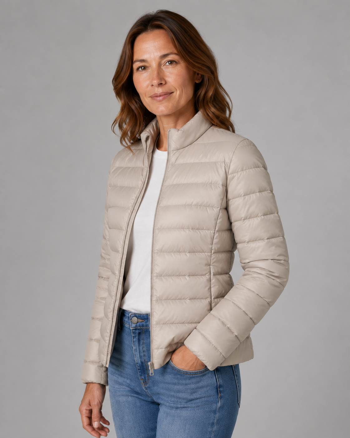 Women's Quilted Insulated Jacket with Funnel Neck & Front Zipper – Warm Everyday Outerwear for Fall Errands, Commuting & Cool Weather | Thomler