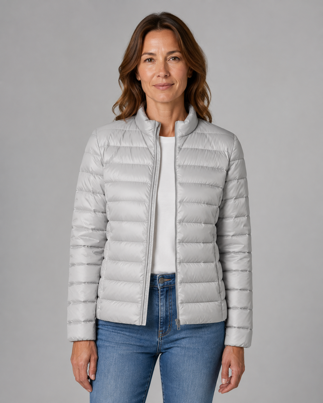 Women's Quilted Insulated Jacket with Funnel Neck & Front Zipper – Warm Everyday Outerwear for Fall Errands, Commuting & Cool Weather | Thomler