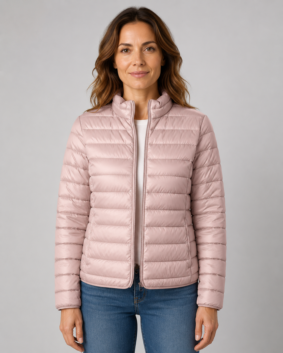 Women's Quilted Insulated Jacket with Funnel Neck & Front Zipper – Warm Everyday Outerwear for Fall Errands, Commuting & Cool Weather | Thomler
