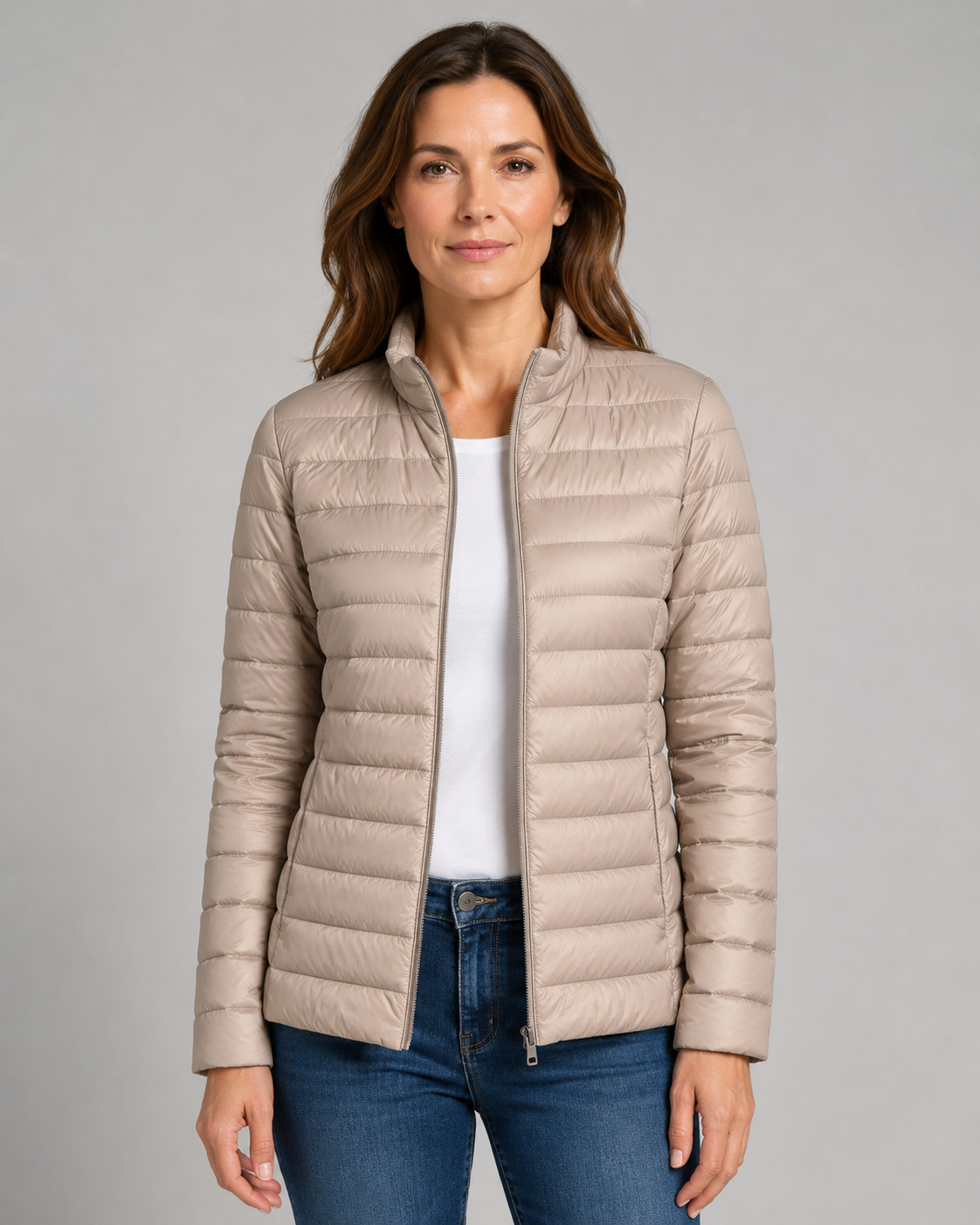 Women's Quilted Insulated Jacket with Funnel Neck & Front Zipper – Warm Everyday Outerwear for Fall Errands, Commuting & Cool Weather | Thomler