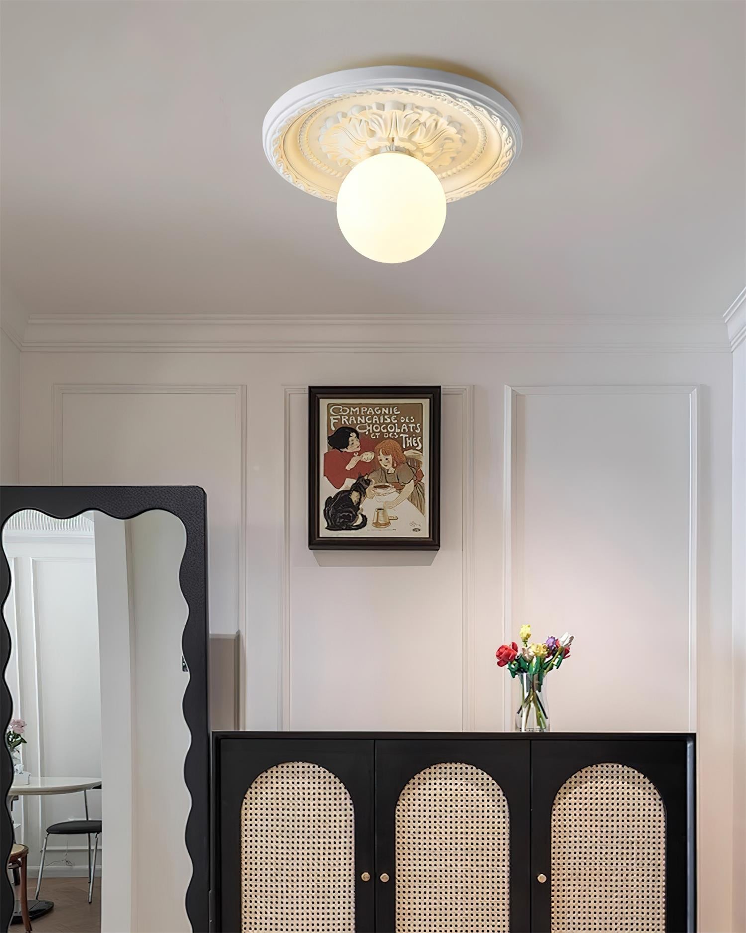 Ceiling Light Acrylic 13.7 in Beige Flush Mount Living Room Bedroom Decorative Fixture | Thomler