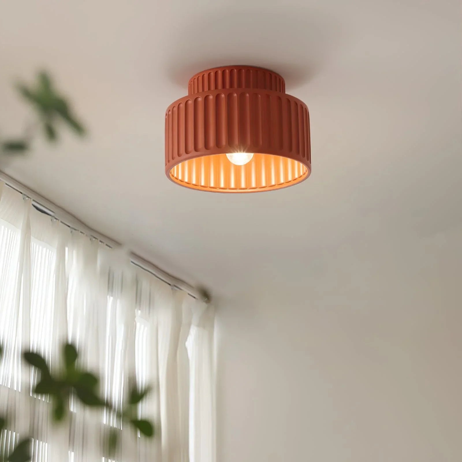 Ceiling Light Resin 9.8 in Vintage Cream Semi Flush Mount Indoor Lighting Bedroom Living Room Hallway Lamp | Thomler