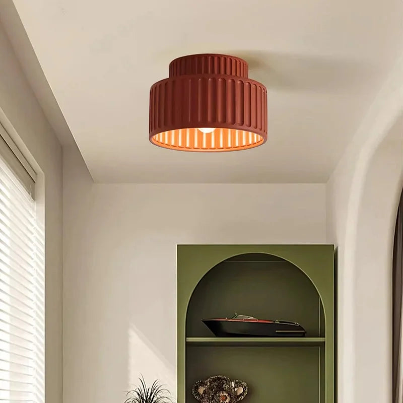 Ceiling Light Resin 9.8 in Vintage Cream Semi Flush Mount Indoor Lighting Bedroom Living Room Hallway Lamp | Thomler