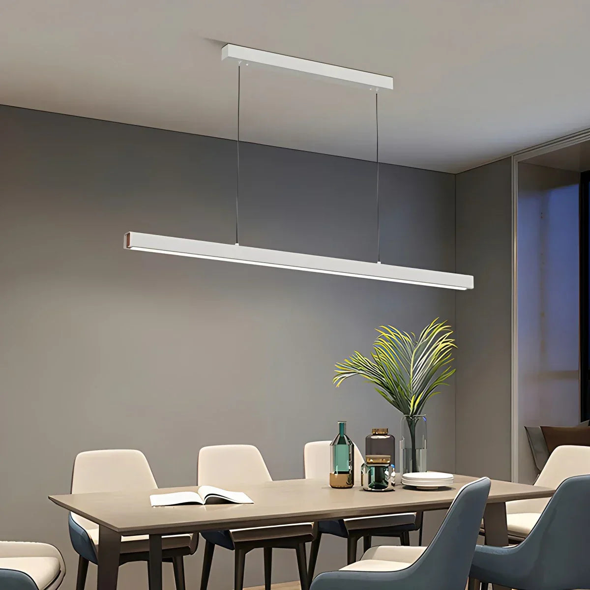 Pendant Light Aluminium Integrated LED Black Kitchen Island Dining Table Minimalist Linear Ceiling Light Adjustable | Thomler