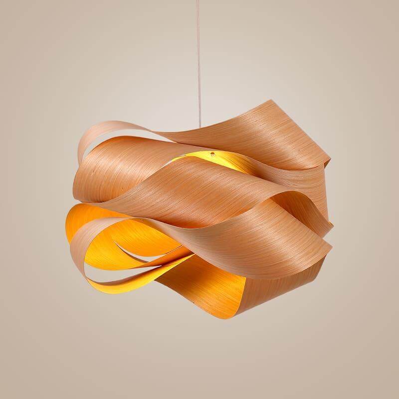 Pendant Light Wood Grain LED 17.7 in Dining Room Kitchen Island Ceiling Lamp Elegant Modern Design | Thomler