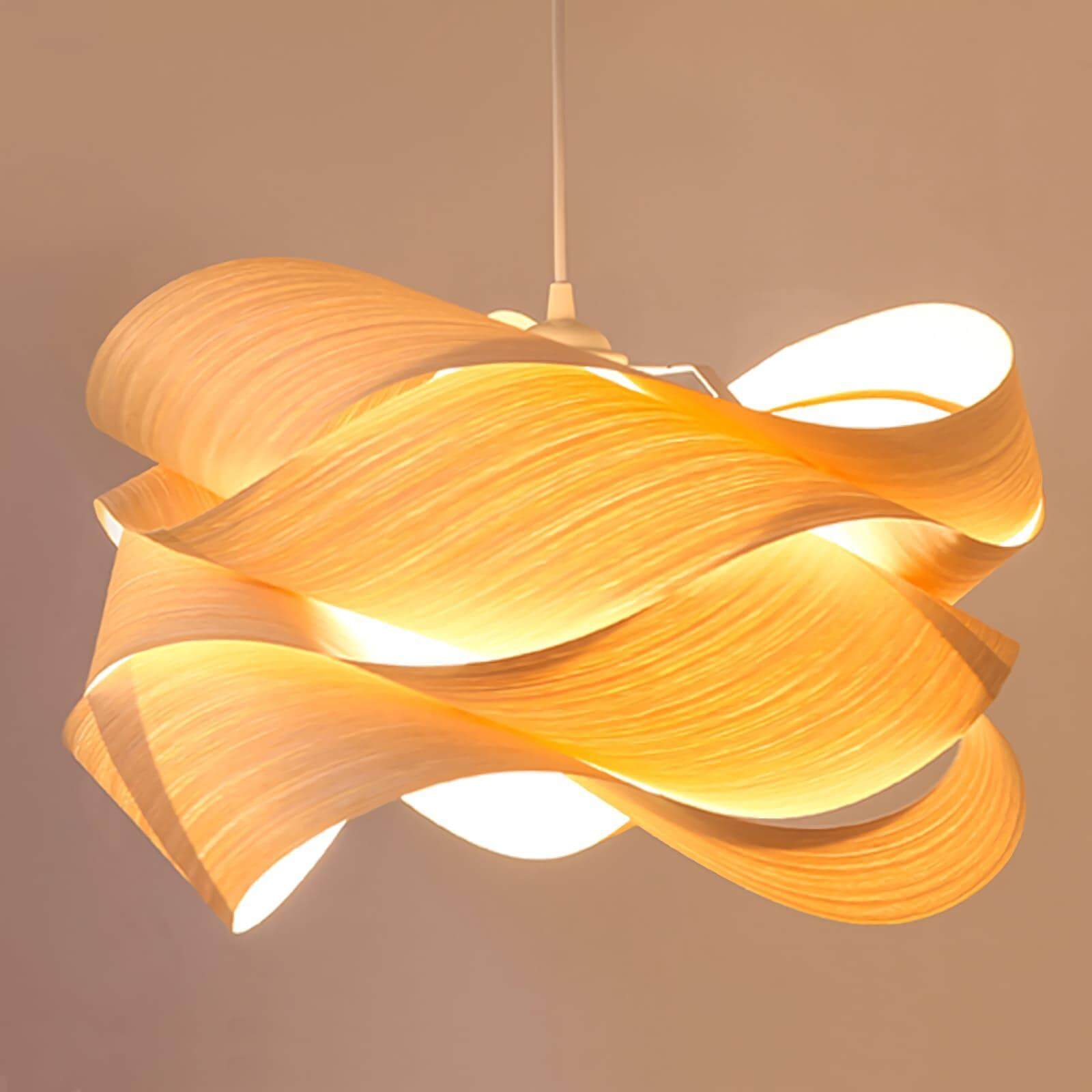 Pendant Light Wood Grain LED 17.7 in Dining Room Kitchen Island Ceiling Lamp Elegant Modern Design | Thomler