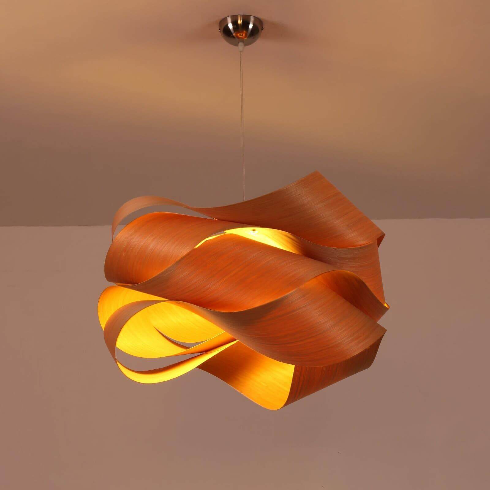 Pendant Light Wood Grain LED 17.7 in Dining Room Kitchen Island Ceiling Lamp Elegant Modern Design | Thomler