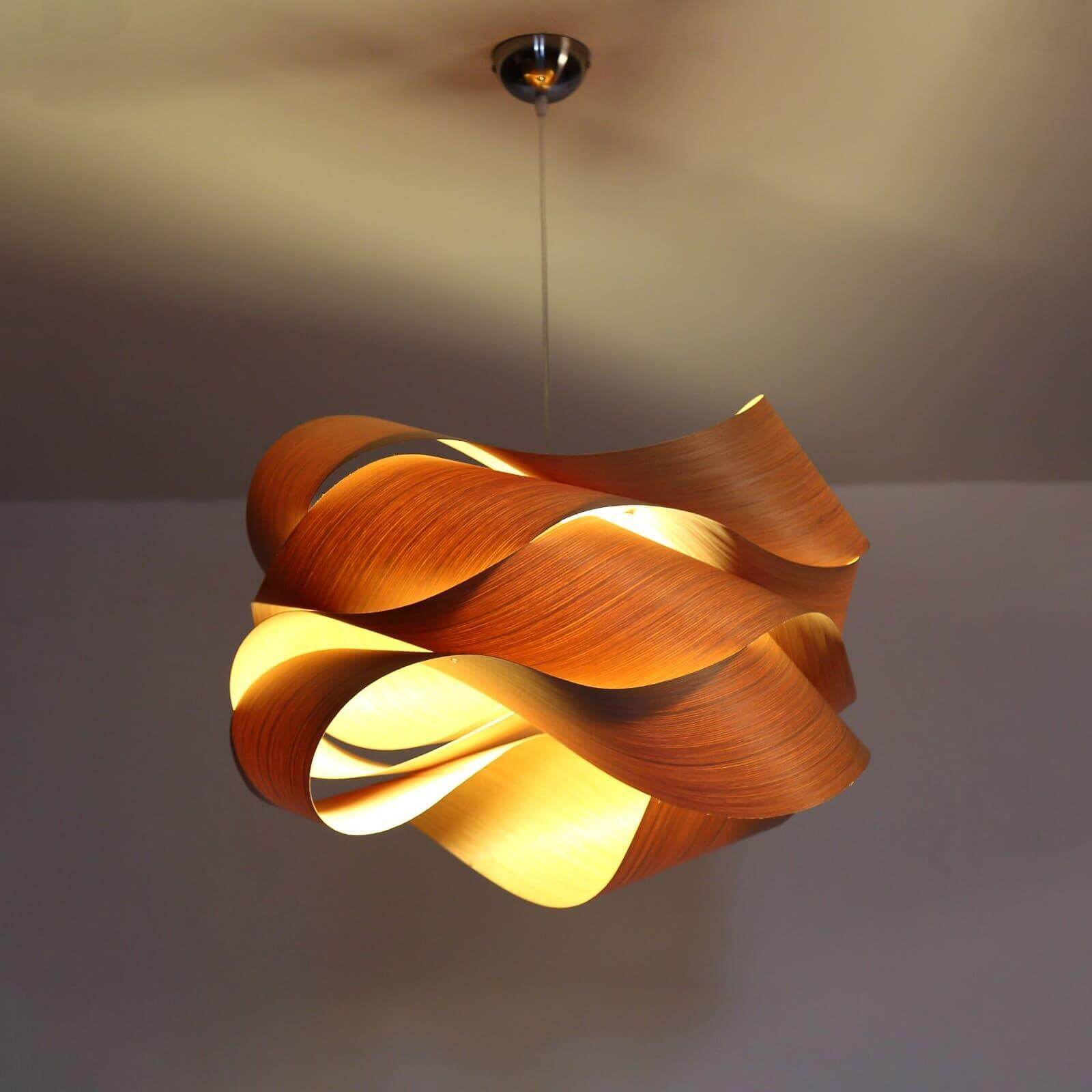 Pendant Light Wood Grain LED 17.7 in Dining Room Kitchen Island Ceiling Lamp Elegant Modern Design | Thomler