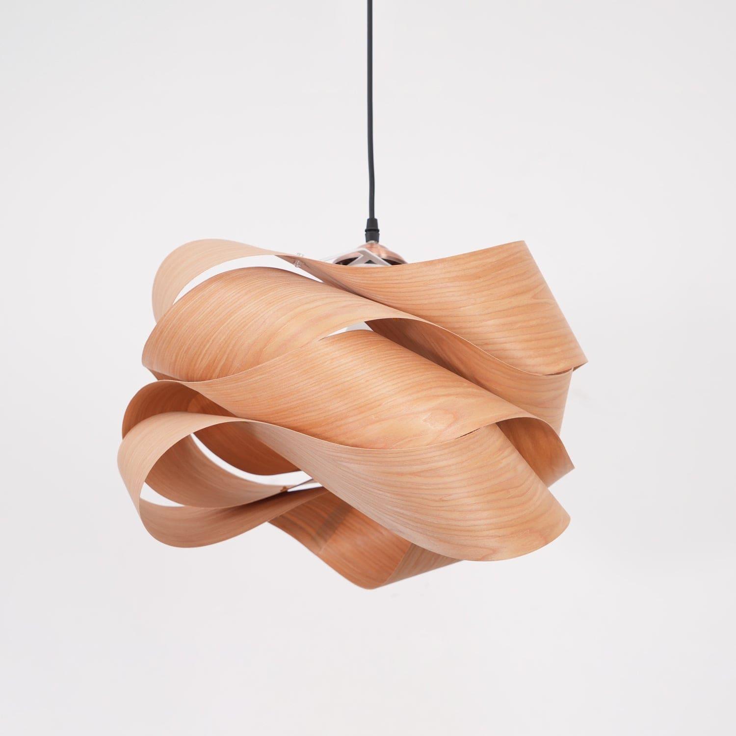 Pendant Light Wood Grain LED 17.7 in Dining Room Kitchen Island Ceiling Lamp Elegant Modern Design | Thomler