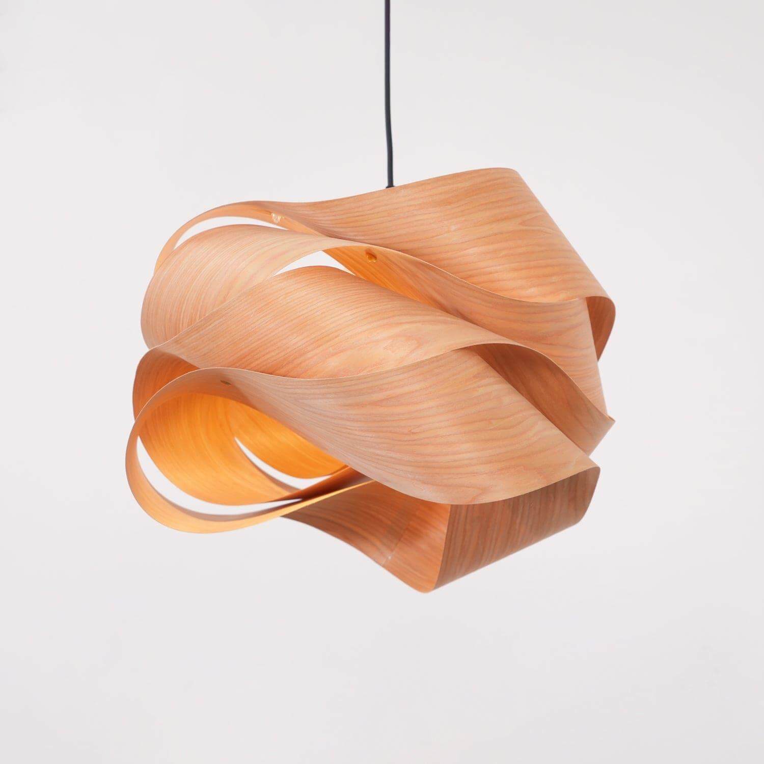 Pendant Light Wood Grain LED 17.7 in Dining Room Kitchen Island Ceiling Lamp Elegant Modern Design | Thomler