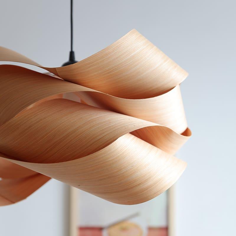 Pendant Light Wood Grain LED 17.7 in Dining Room Kitchen Island Ceiling Lamp Elegant Modern Design | Thomler