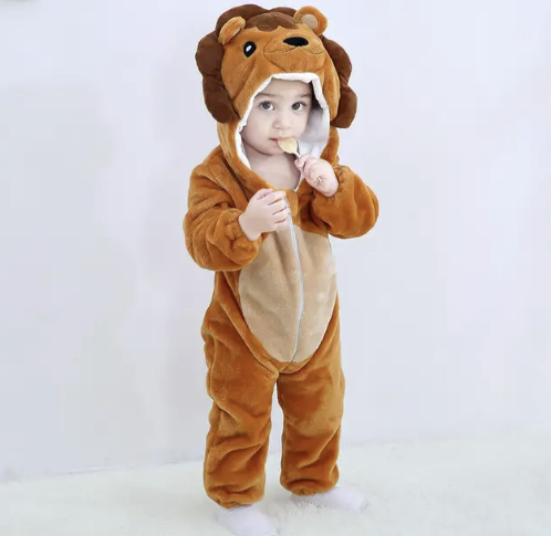Soft Baby Animal Onesie Costume with Hood – Full-Zip Fleece Outfit for Infants & Toddlers – Home, Playdates & Photo Ops | Thomler