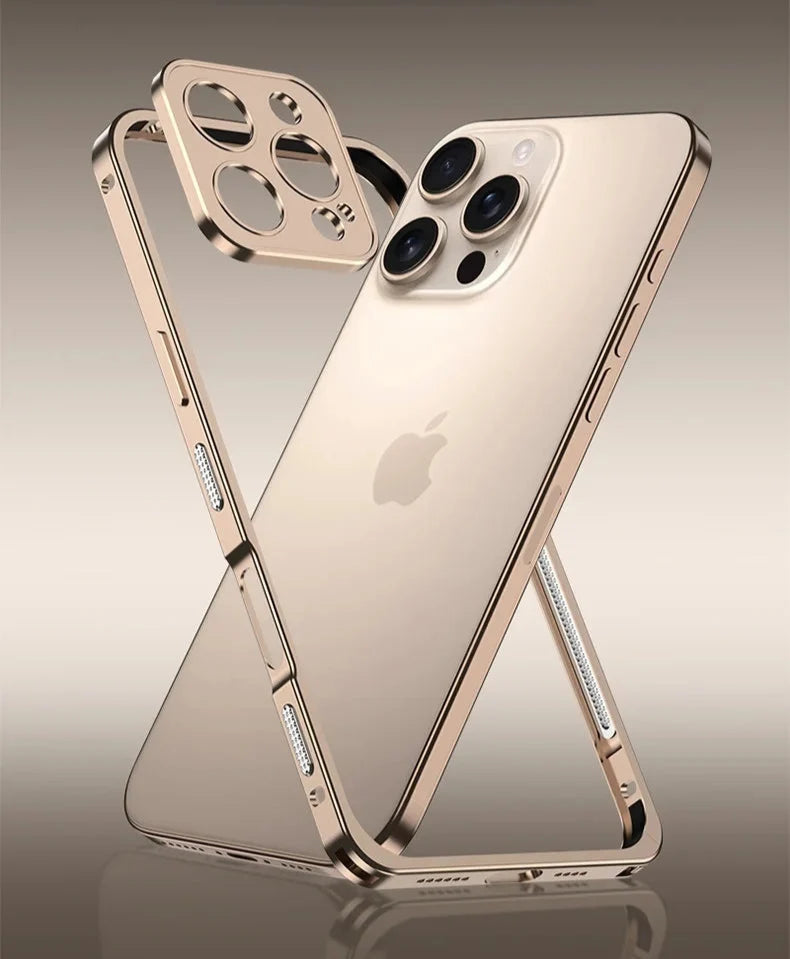 Aluminum Bumper Case for iPhone with Ventilation Grills & Detachable Lens Shield – Shock-Absorbing Frame for 12 Pro Max to 17 Series | Thomler