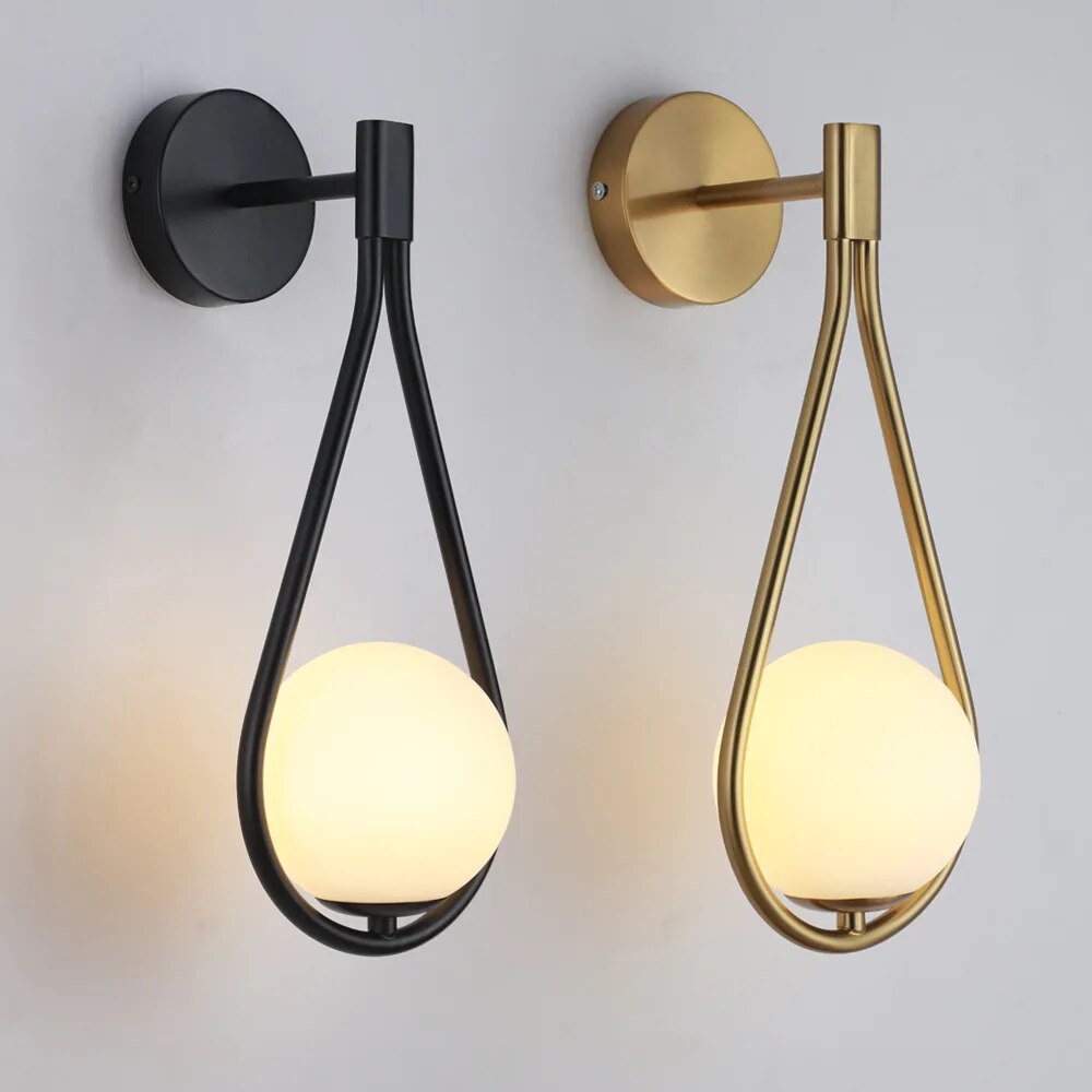 Sleek Geometric Glass Wall Sconce with LED – Modern Nordic Style for Living Room, Bedroom & Office – Iron Frame | Thomler