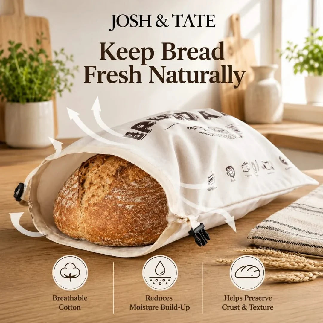 Washable Cotton Keeper for Homemade & Bakery Loaves – Clip-Seal Storage Pouch for Counter & Pantry | Thomler