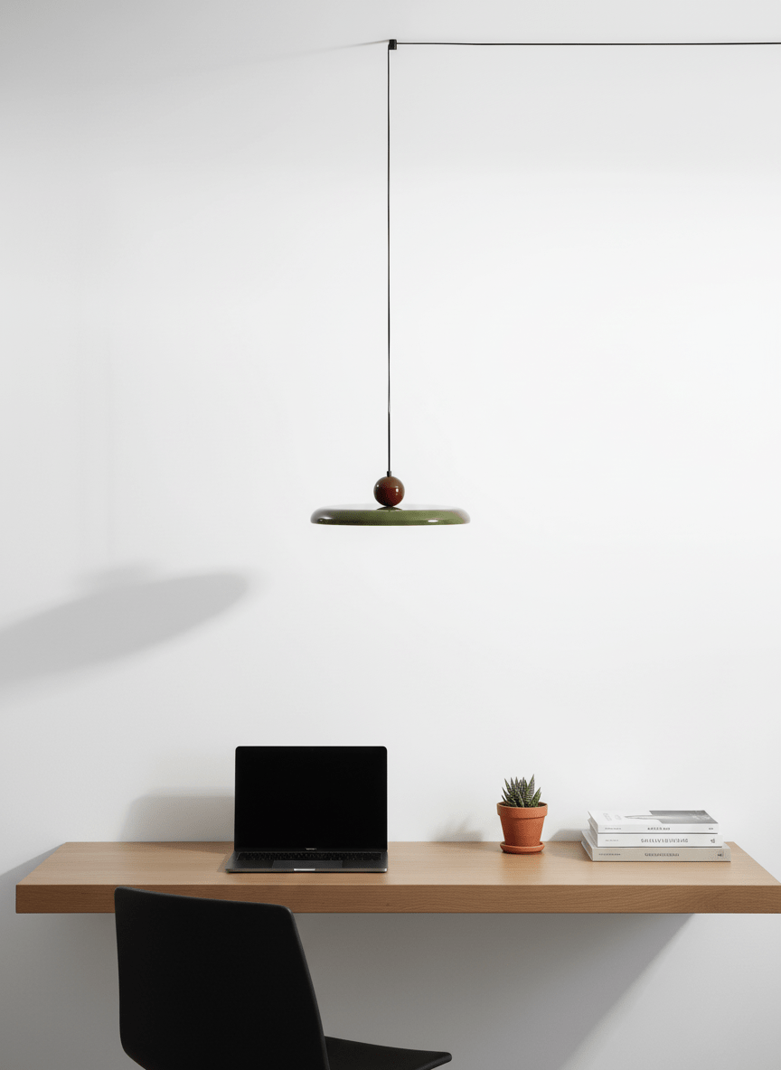 Metal Pendant Ceiling Light 11.8 in Round Disk Warm LED Indoor Dining Room Kitchen Island Hanging Fixture | Thomler