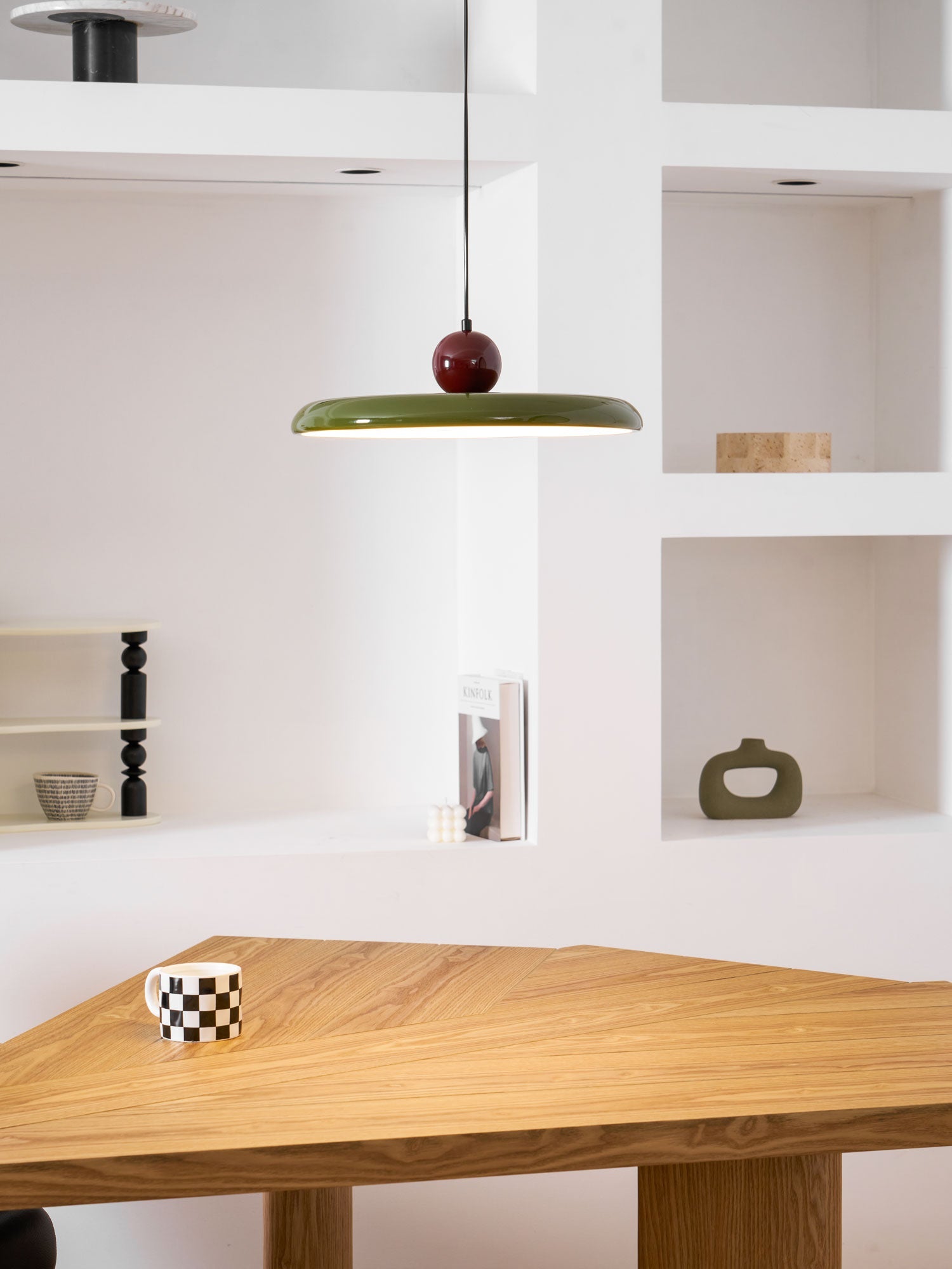 Metal Pendant Ceiling Light 11.8 in Round Disk Warm LED Indoor Dining Room Kitchen Island Hanging Fixture | Thomler