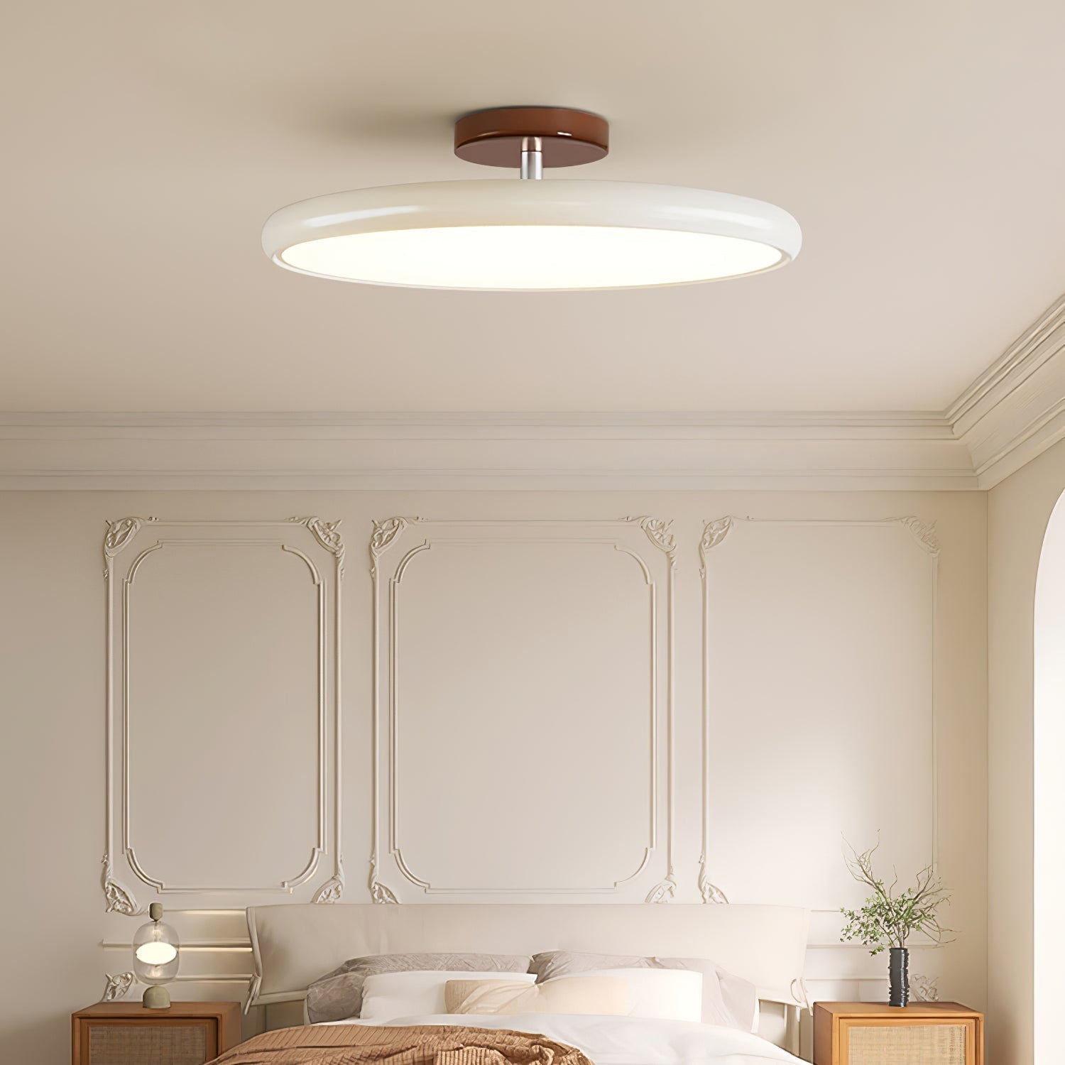 Adjustable Flush Mount LED Ceiling Light with Remote Dimmer for Bedroom Living Room Dining Room | Modern Round Acrylic Fixture Hardwired | Thomler