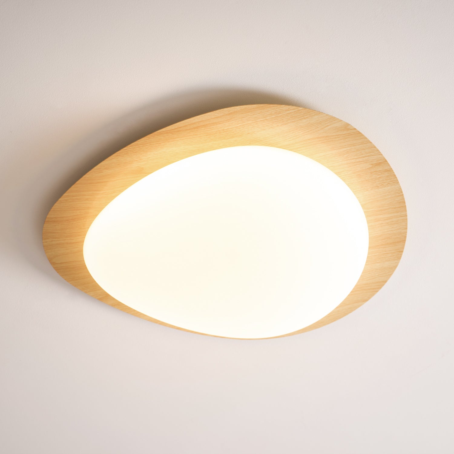 Pebble Ceiling Light 11.8 in 12W Walnut Grain Indoor Flush Mount LED | Modern Bedroom Living Room Dining Room Ceiling Fixture | Thomler