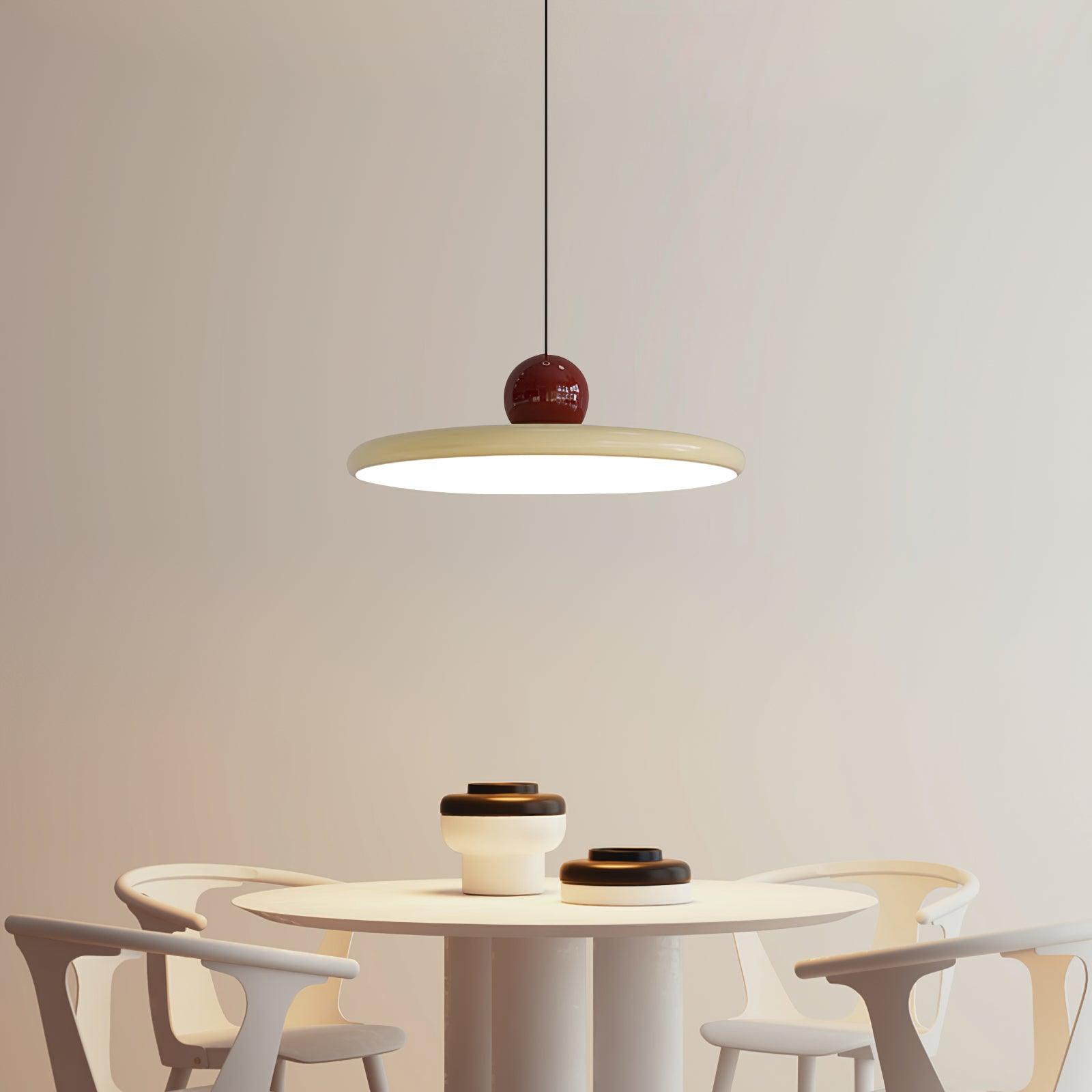 Metal Pendant Ceiling Light 11.8 in Round Disk Warm LED Indoor Dining Room Kitchen Island Hanging Fixture | Thomler