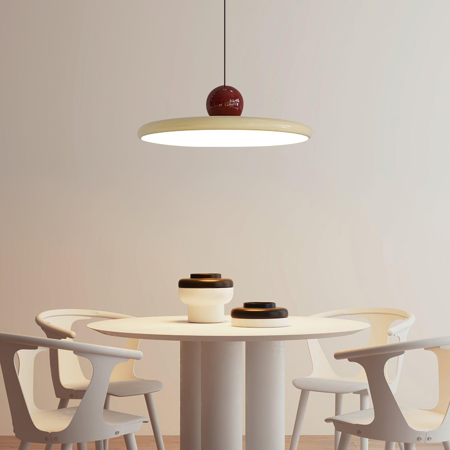Metal Pendant Ceiling Light 11.8 in Round Disk Warm LED Indoor Dining Room Kitchen Island Hanging Fixture | Thomler