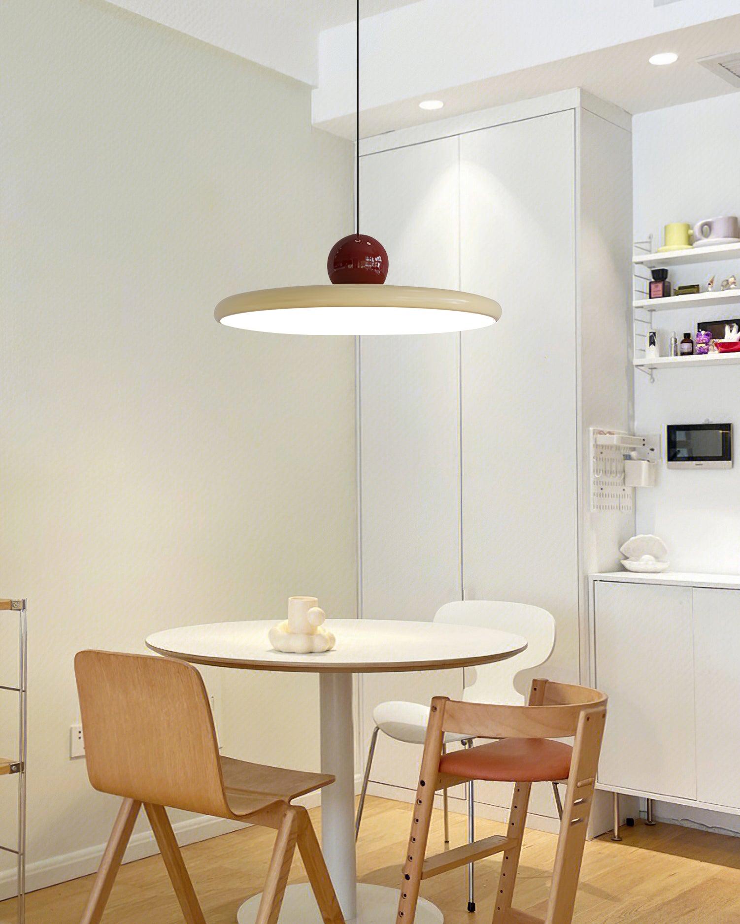 Metal Pendant Ceiling Light 11.8 in Round Disk Warm LED Indoor Dining Room Kitchen Island Hanging Fixture | Thomler