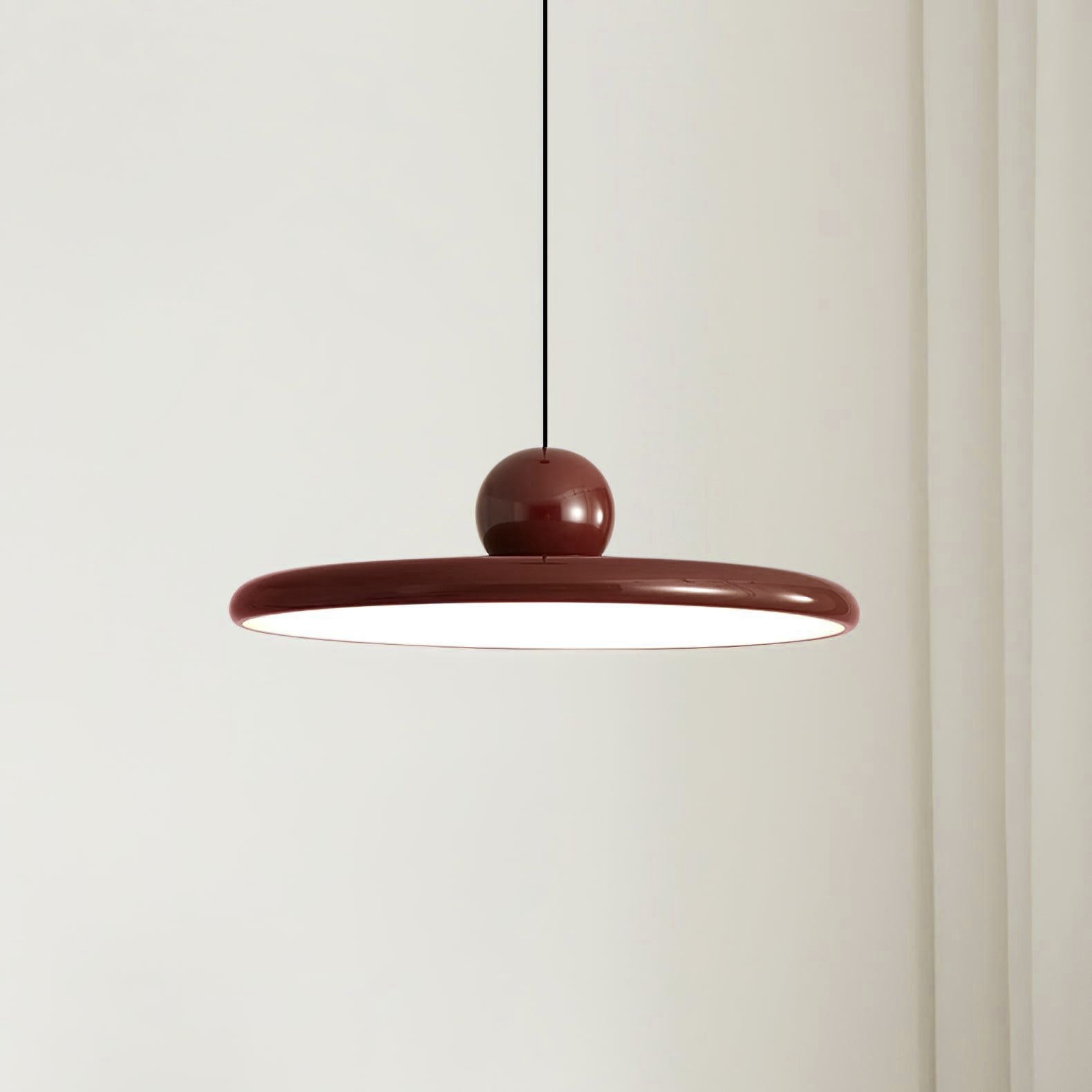 Metal Pendant Ceiling Light 11.8 in Round Disk Warm LED Indoor Dining Room Kitchen Island Hanging Fixture | Thomler