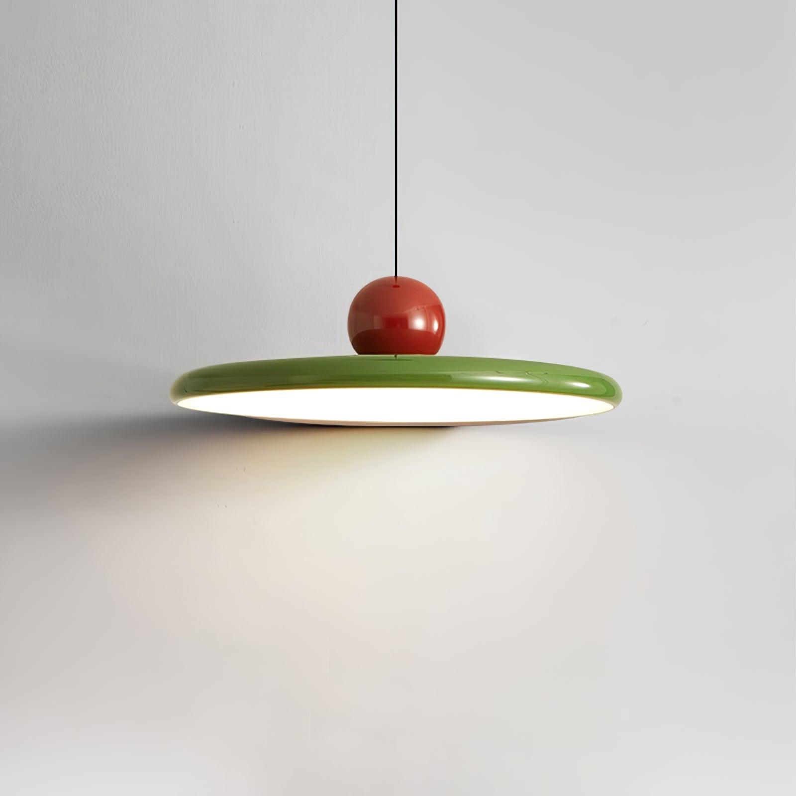 Metal Pendant Ceiling Light 11.8 in Round Disk Warm LED Indoor Dining Room Kitchen Island Hanging Fixture | Thomler