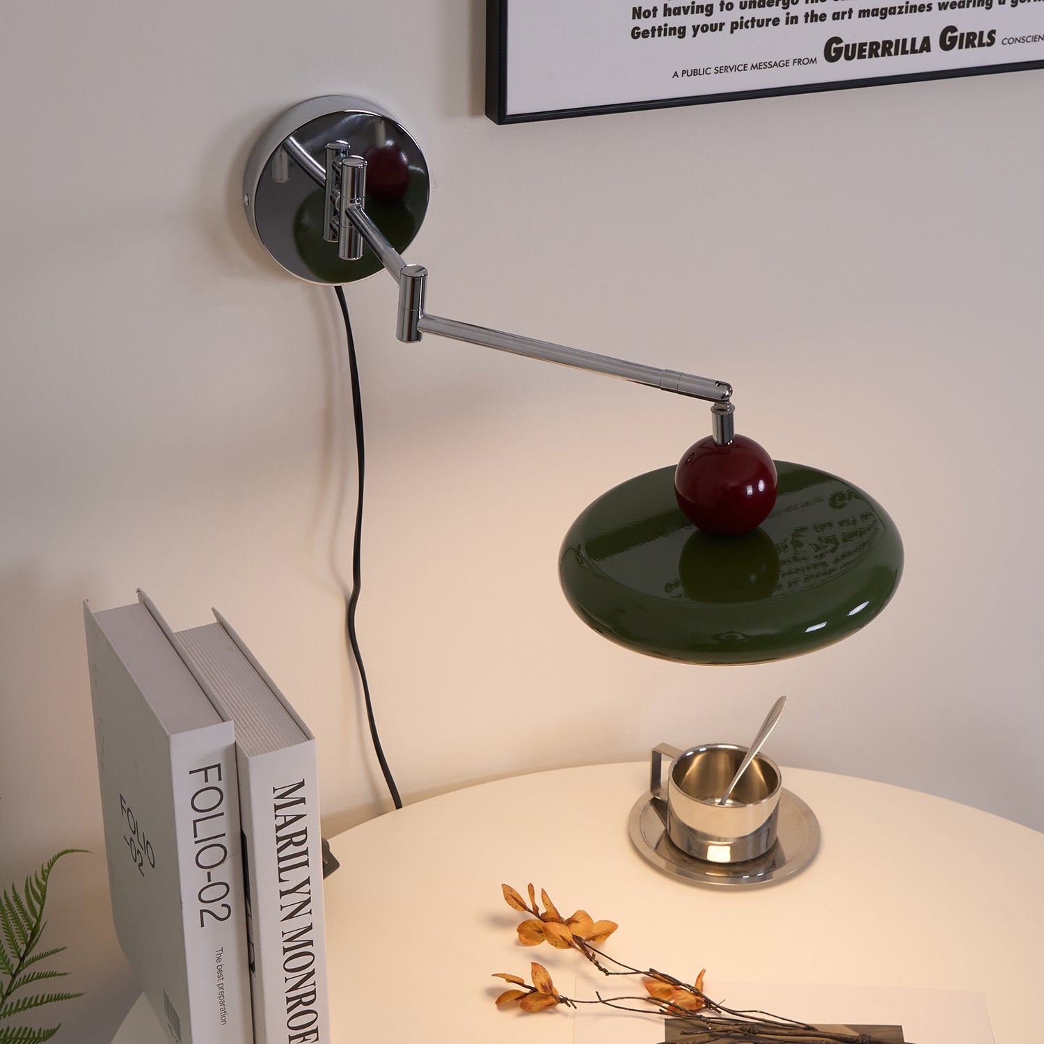 Metal Plug-In Wall Lamp 7.9 in x 4.7 in Warm Glow Indoor Accent Lighting Chrome Green Beige | Thomler