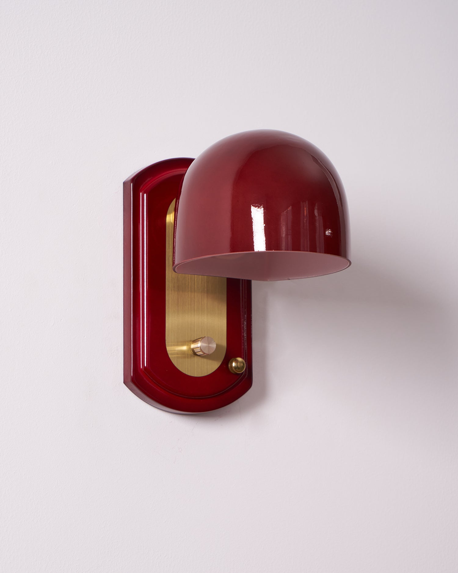 Wall Lamp Metal Dome 7.8 in Gold Red Hardwired Bedroom Living Room Hallway Lighting Fixture | Thomler