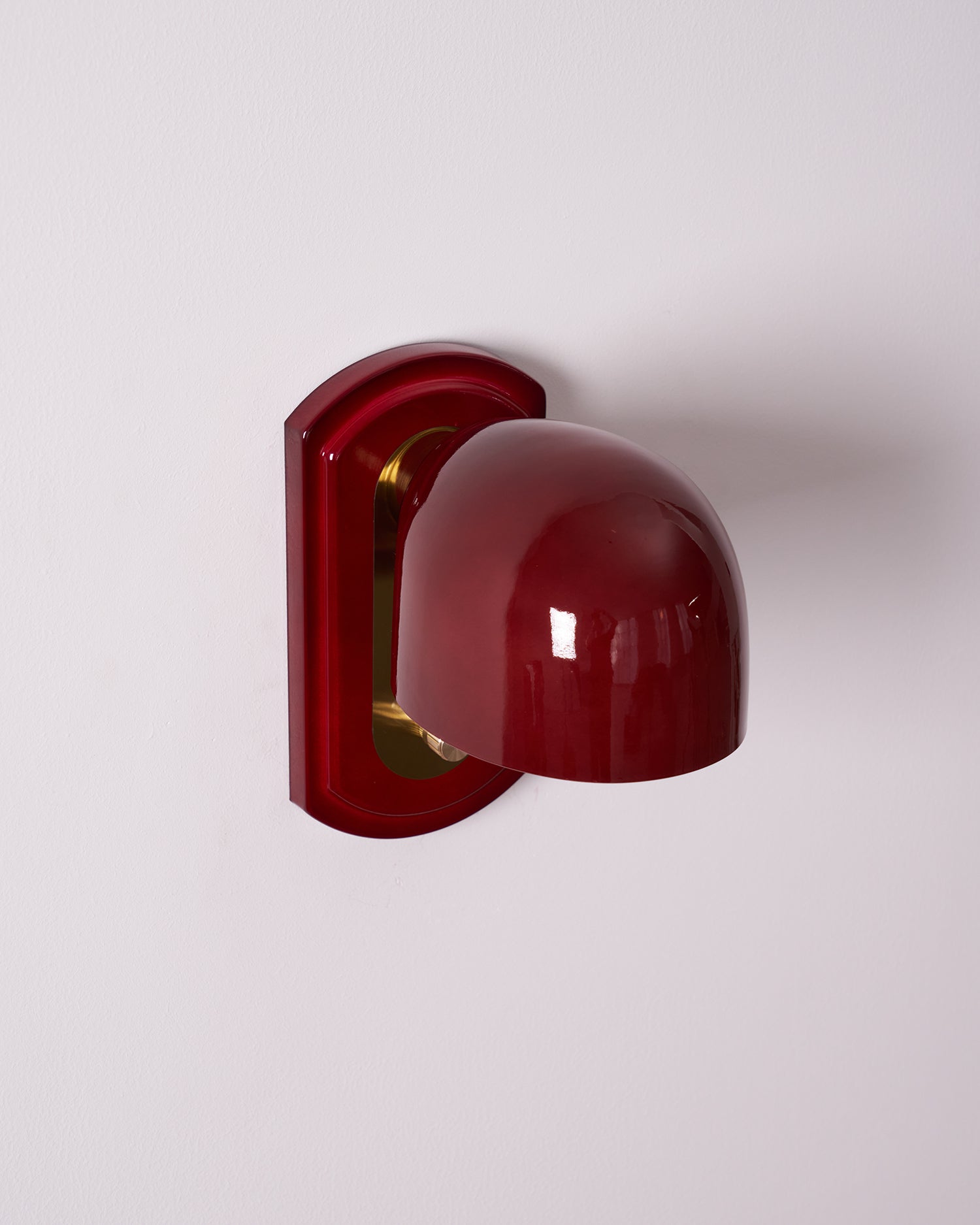 Wall Lamp Metal Dome 7.8 in Gold Red Hardwired Bedroom Living Room Hallway Lighting Fixture | Thomler